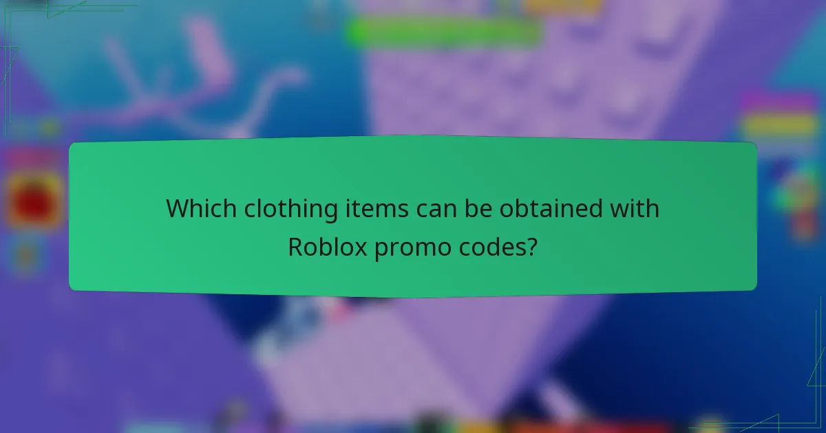 Which clothing items can be obtained with Roblox promo codes?